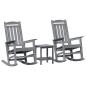 Preview: 3 teiliges Garten Lounge Set Hellgrau HDPE, Garten Schaukelstuhl Hellgrau 70x92x108 cm HDPE, Adirondack Beistelltisch Hellgrau 38x38x45 cm HDPE