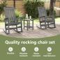 Preview: 3 teiliges Garten Lounge Set Hellgrau HDPE, Garten Schaukelstuhl Hellgrau 70x92x108 cm HDPE, Adirondack Beistelltisch Hellgrau 38x38x45 cm HDPE