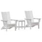 Preview: 3-teiliges Garten Lounge Set Weiß HDPE, Klappbarer Adirondack Stuhl Weiß 74.5x80.5x90 cm HDPE, Adirondack Beistelltisch Weiß 38x38x45 cm HDPE