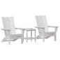 Preview: 3-teiliges Garten Lounge Set Weiß HDPE, Klappbarer Adirondack Stuhl Weiß 74.5x80.5x90 cm HDPE, Adirondack Beistelltisch Weiß 38x38x45 cm HDPE