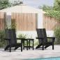 Preview: 3-teiliges Garten-Lounge-Set Schwarz HDPE, Faltbarer Adirondack-Stuhl Schwarz 74,5x80,5x90 cm HDPE, Adirondack-Seitertisch Schwarz 38x38x45 cm HDPE