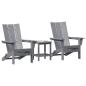 Preview: 3-teiliges Garten-Lounge-Set Hellgrau HDPE, Faltbarer Adirondack-Stuhl Hellgrau 74,5x80,5x90 cm HDPE, Adirondack Beistelltisch Hellgrau 38x38x45 cm HDPE