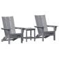 Preview: 3-teiliges Garten-Lounge-Set Hellgrau HDPE, Faltbarer Adirondack-Stuhl Hellgrau 74,5x80,5x90 cm HDPE, Adirondack Beistelltisch Hellgrau 38x38x45 cm HDPE
