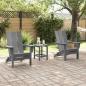 Preview: 3-teiliges Garten-Lounge-Set Hellgrau HDPE, Faltbarer Adirondack-Stuhl Hellgrau 74,5x80,5x90 cm HDPE, Adirondack Beistelltisch Hellgrau 38x38x45 cm HDPE