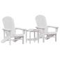 Preview: 3-teiliges Garten-Lounge-Set Weiß HDPE, Adirondack-Stuhl Weiß 74x82x91 cm HDPE, Adirondack-Beistelltisch Weiß 38x38x45 cm HDPE