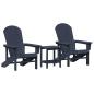 Preview: 3-teiliges Gartenlounge-Set Marineblau HDPE, Adirondackstuhl Marineblau 74x82x91 cm HDPE, Adirondack-Beistelltisch Marineblau 38x38x46 cm HDPE