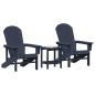 Preview: 3-teiliges Gartenlounge-Set Marineblau HDPE, Adirondackstuhl Marineblau 74x82x91 cm HDPE, Adirondack-Beistelltisch Marineblau 38x38x46 cm HDPE
