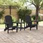 Preview: 3-teiliges Garten-Lounge-Set Schwarz HDPE, Adirondack-Stuhl Schwarz 74x82x91 cm HDPE, Adirondack-Beistelltisch Schwarz 38x38x45 cm HDPE