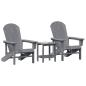 Preview: 3-teiliges Garten-Lounge-Set Hellgrau HDPE, Adirondack-Stuhl Hellgrau 74x82x91 cm HDPE, Adirondack-Seitentisch Hellgrau 38x38x45 cm HDPE