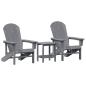 Preview: 3-teiliges Garten-Lounge-Set Hellgrau HDPE, Adirondack-Stuhl Hellgrau 74x82x91 cm HDPE, Adirondack-Seitentisch Hellgrau 38x38x45 cm HDPE