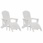 Preview: Adirondack-Stühle mit Fußstützen 2 Stück Weiß HDPE, Adirondack-Stuhl mit Fußstütze Weiß HDPE