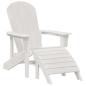 Preview: 3-teiliges Garten Lounge Set Weiß HDPE, Adirondack-Stuhl mit Fußstütze Weiß HDPE, Adirondack Beistelltisch Weiß 38x38x45 cm HDPE