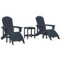Preview: 3-teiliges Garten-Lounge-Set marineblau HDPE, Adirondack-Stuhl mit Fußstütze marineblau HDPE, Adirondack-Beistelltisch marineblau 38x38x46 cm HDPE
