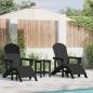 Preview: 3-teiliges Garten Lounge Set Schwarz HDPE, Adirondack Stuhl mit Fußstütze Schwarz HDPE, Adirondack Beistelltisch Schwarz 38x38x45 cm HDPE