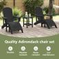 Preview: 3-teiliges Garten Lounge Set Schwarz HDPE, Adirondack Stuhl mit Fußstütze Schwarz HDPE, Adirondack Beistelltisch Schwarz 38x38x45 cm HDPE