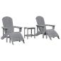 Preview: 3-teiliges Garten-Lounge-Set Hellgrau HDPE, Adirondack-Stuhl mit Fußstütze Hellgrau HDPE, Adirondack-Beistelltisch Hellgrau 38x38x45 cm HDPE