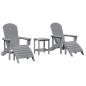 Preview: 3-teiliges Garten-Lounge-Set Hellgrau HDPE, Adirondack-Stuhl mit Fußstütze Hellgrau HDPE, Adirondack-Beistelltisch Hellgrau 38x38x45 cm HDPE