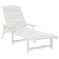 Preview: 3-tlg. Garten Lounge Set Weiß HDPE, Sonnenliege Weiß 53x162x98.5 cm HDPE, Adirondack Beistelltisch Weiß 38x38x45 cm HDPE