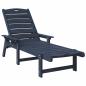 Preview: 3-teiliges Garten-Lounge-Set Marineblau HDPE, Sonnenliege Marineblau 53x162x98.5 cm HDPE, Adirondack Beistelltisch Marineblau 38x38x46 cm HDPE