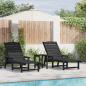Preview: 3-teiliges Gartenliege Set - Schwarz HDPE, Sonnenliege - Schwarz 53x162x98.5 cm HDPE, Adirondack Beistelltisch - Schwarz 38x38x45 cm HDPE