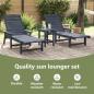 Preview: 3-teiliges Gartenliege Set - Schwarz HDPE, Sonnenliege - Schwarz 53x162x98.5 cm HDPE, Adirondack Beistelltisch - Schwarz 38x38x45 cm HDPE