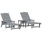 Preview: 3-teiliges Garten-Loungeset Hellgrau HDPE, Sonnenliege Hellgrau 53x162x98.5 cm HDPE, Adirondack-Seitentisch Hellgrau 38x38x45 cm HDPE
