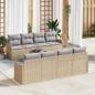 Preview: ARDEBO.de - 9-teiliges Garten Sofa Set mit Kissen Beige Poly Rattan, 2-Sitzer Garten Sofa mit Kissen Beige Poly Rattan