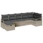 Preview: 7-teiliges Garten-Sofa-Set mit Kissen in Hellgrau aus Poly-Rattan, 2-Sitzer Garten-Sofa mit Kissen in Grau aus Poly-Rattan