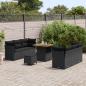 Preview: ARDEBO.de - 9-teiliges Garten-Sofa-Set mit Kissen in Schwarz Poly-Rattan Akazie, 3-teiliges Garten-Essset mit Kissen in Schwarz Poly-Rattan Akazie
