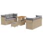 Preview: 9-teiliges Garten Sofaset mit Kissen Beige Poly Rattan Akazie, 3-teiliges Garten Essset mit Kissen Beige Poly Rattan Akazie