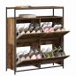 Preview: Schuhschrank mit 4 Klappschubladen Old Wood 100x34x112 cm