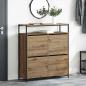 Preview: ARDEBO.de - Schuhschrank mit 4 Klappen-Armen Artisan Eiche 100x34x112 cm