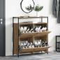 Preview: Schuhschrank mit 4 Klappen-Armen Artisan Eiche 100x34x112 cm