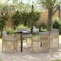 Preview: ARDEBO.de - 5-teilige Garten Essgruppe mit Kissen in beigem Poly-Rattan, Gartentisch in Schwarz 140x80x73 cm mit gehärtetem Glas