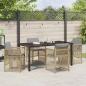 Preview: 5-teiliges Garten Esstisch Set mit Kissen Beige Poly Rattan, Gartentisch Schwarz 160x80x73 cm Einscheibensicherheitsglas
