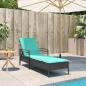 Preview: ARDEBO.de - Sonnenliege mit Kissen Schwarz 63x200x81 cm Poly Rattan