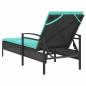 Preview: Sonnenliege mit Kissen Schwarz 63x200x81 cm Poly Rattan