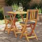 Preview: ARDEBO.de - 3-teiliges Faltbares Bistro-Set mit Kissen, Massivholz Akazie