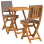 Preview: 3-teiliges Faltbares Bistro-Set mit Kissen, Massivholz Akazie