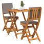 Preview: 3-teiliges Faltbares Bistro-Set mit Kissen, Massivholz Akazie