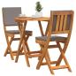 Preview: 3-teiliges Klapp-Bistro Set mit Kissen aus solidem Akazienholz
