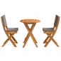 Preview: 3-teiliges Klapp-Bistro Set mit Kissen aus solidem Akazienholz