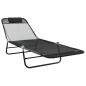 Preview: 2 Stück Klappbare Sonnenliege mit Kopfstütze Schwarz Textilene