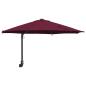 Preview: Wandmontierter Gartenparasol mit LEDs Bordeaux rot 248 cm