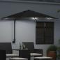 Preview: Wandmontierter Gartenparasol mit LEDs Schwarz 248 cm