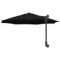 Preview: Wandmontierter Gartenparasol mit LEDs Schwarz 248 cm