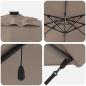 Preview: Freischwingender Roma Parasol mit LEDs Taupe 286x285x270 cm Aluminium