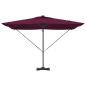 Preview: Freischwingender Roma Sonnenschirm mit LEDs Burgunderrot 286x285x270 cm Aluminium