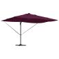 Preview: Freischwingender Roma Sonnenschirm mit LEDs Bordeaux Rot 352x251x265 cm Aluminium