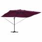 Preview: Freischwingender Roma Sonnenschirm mit LEDs Bordeaux Rot 352x251x265 cm Aluminium